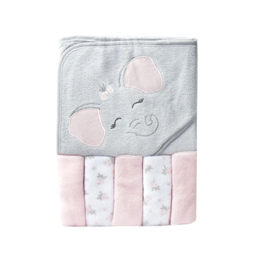 BABY BATH TOWEL HOODED W 5PC FACE TOWEL MDW-23 CHI 57846 Default Title - MamasJan KidsWear