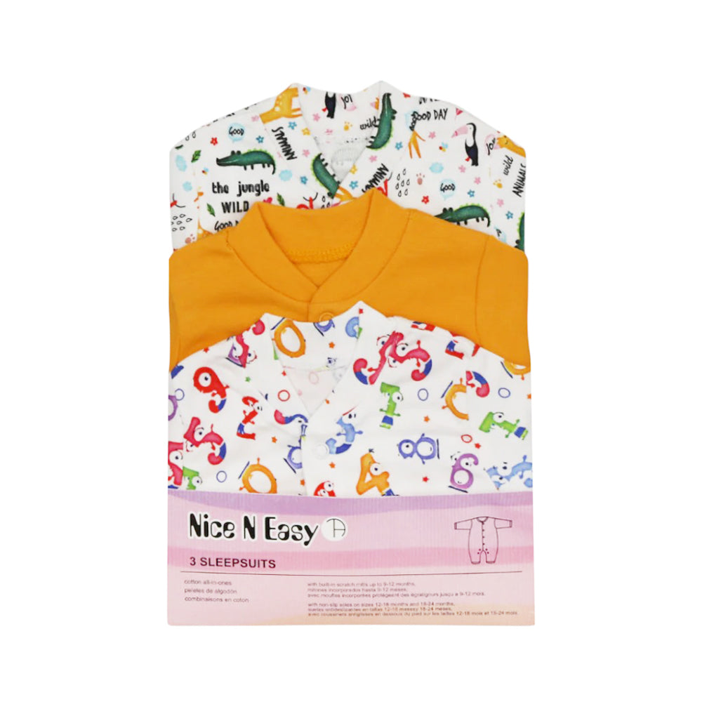 BOYS L/S 3PC SLEEP SUIT W/O SOCKS N&E MZS-24 N.B HC-029 Default Title - MamasJan KidsWear