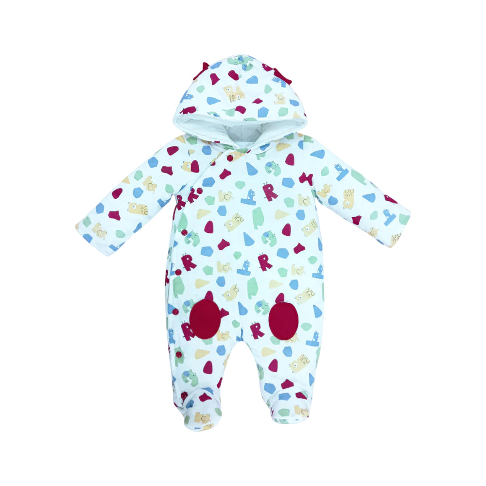 BOYS L/S QUILTED ROMPER HOODED MZW-24 0-3M 241-001 Default Title - MamasJan KidsWear
