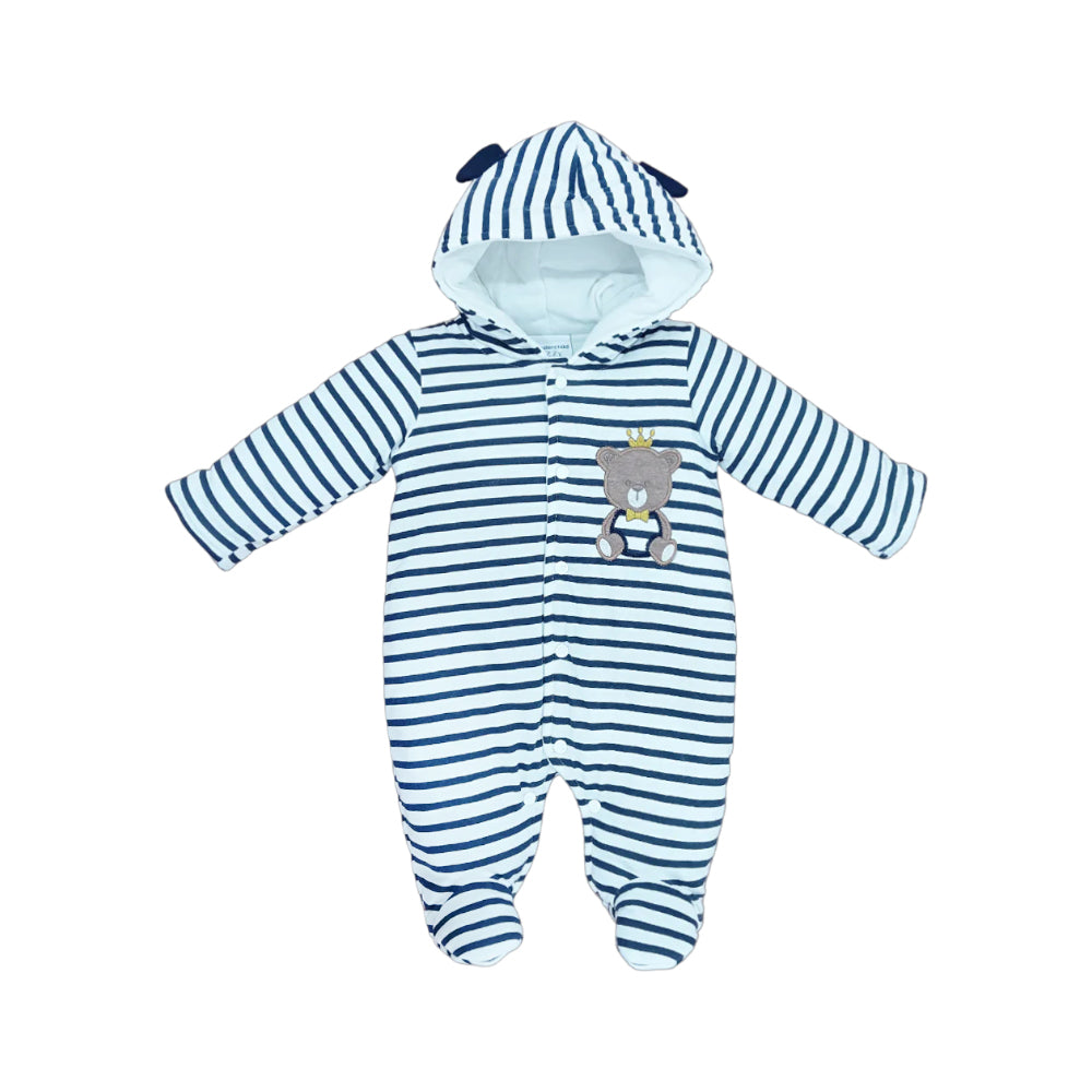 BOYS L/S QUILTED ROMPER HOODED MZW-24 0-3M 241-007 Default Title - MamasJan KidsWear