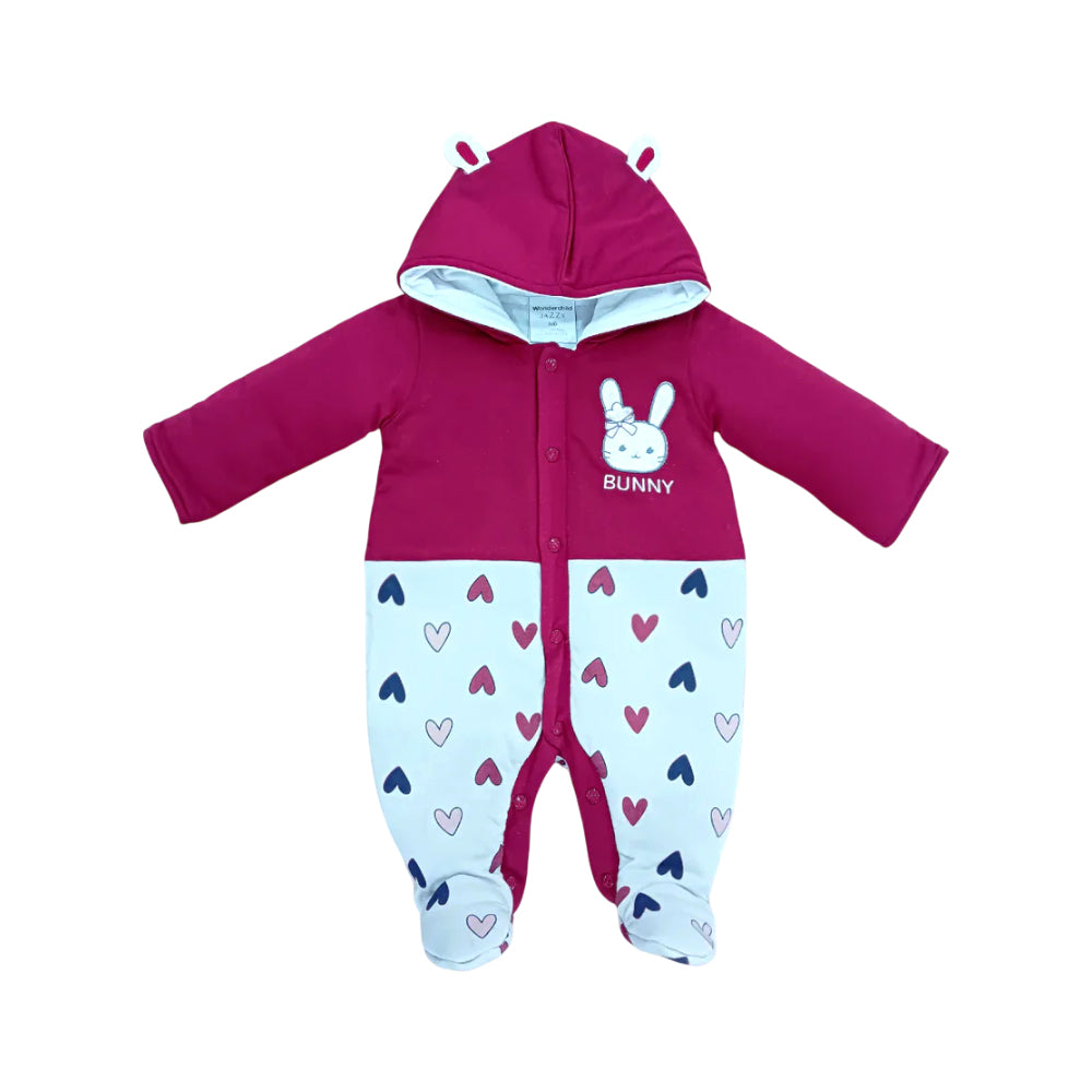 GIRLS L/S QUILTED ROMPER HOODED MZW-24 3-6M 241-025 Default Title - MamasJan KidsWear