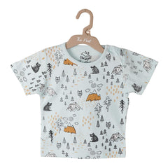 BOYS T-SHIRT (BLUE-GLOW) 0-3 M 1054 18-24 M - MamasJan KidsWear