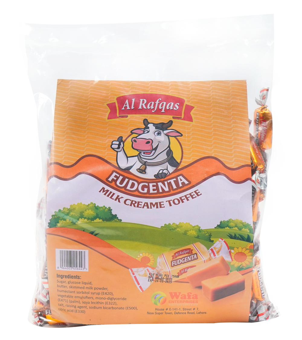 AL RAFQAS FUDGENTA MILK CREAM TOFFEE POUCH 750 GM Default Title - MamasJan Grocery