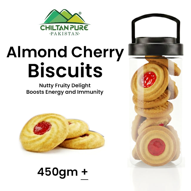 Almond Cherry Biscuit Cookies / Made With Organic Desi Butter, Bakery Biscuit
