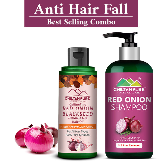 Hair Fall-Fighting Combo - Anti Hair Fall Oil & Shampoo - Conditions Hair, Fights Split Ends, & Strengthen Hair Roots to Prevent Hair Shedding