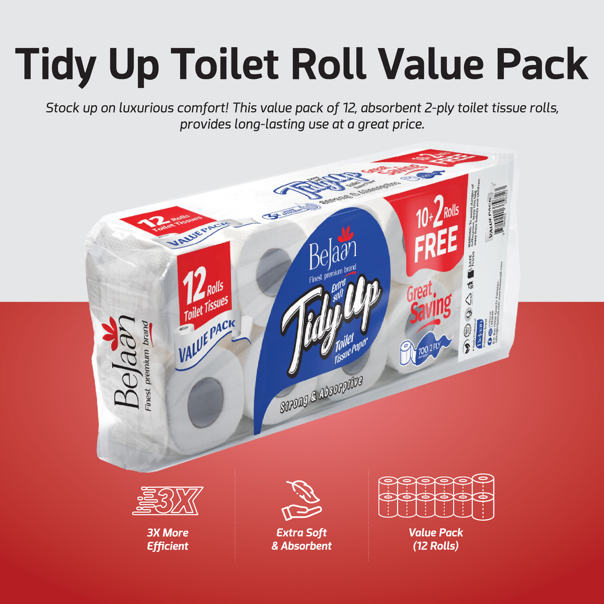 BE JAAN TOILET ROLL VALUE PACK (10+2) Default Title - MamasJan Grocery Nonfood