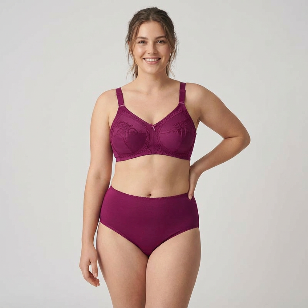 Belleza Lingerie Classic Cotton Bra - Maroon 46 / G - MamasJan Lingerie