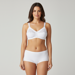 Belleza Lingerie Classic Cotton Bra - White 46 / G - MamasJan Lingerie
