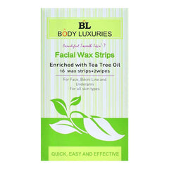 Body Luxuries Facial Wax Strips Tea Tree Oil 16S