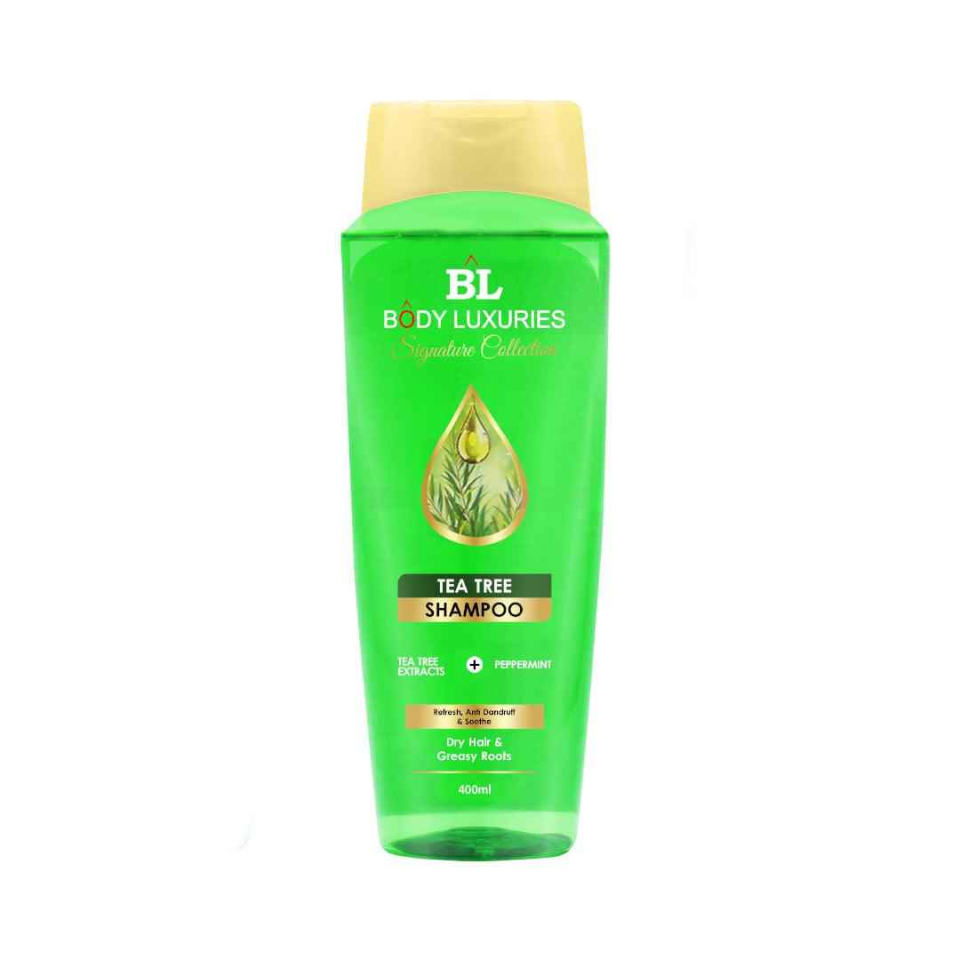 Body Luxuries Shampoo Tea Tree Dry Hair Greasy Roots 400Ml