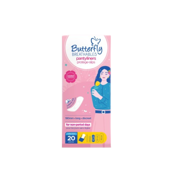 Butterfly Breathables Ultra Thin Long Scented Panty Liners 20Pcs