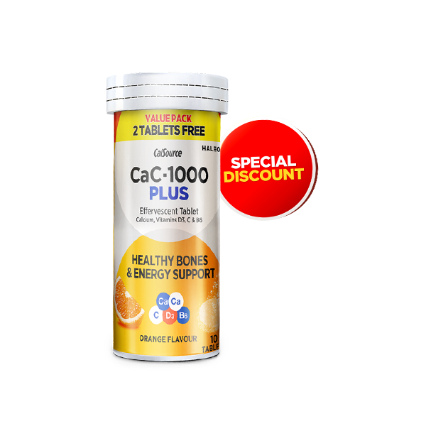 Cac-1000 Plus Effervescent Orange Flavor Tablets (1 Bottle = 12 Tablets)