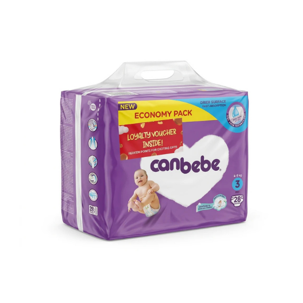 Canbebe Comfort Dry Baby Diapers Size 3 Midi 28Pcs