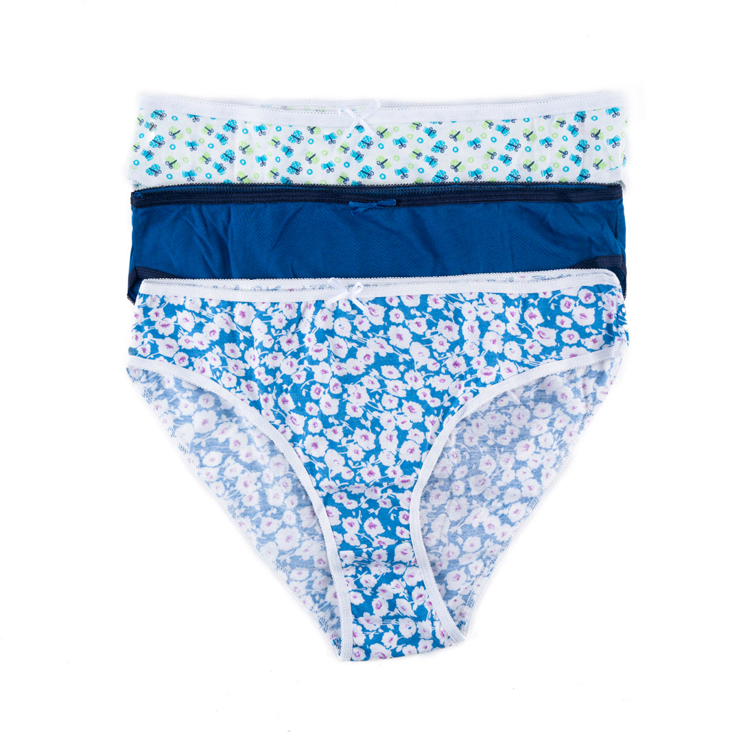 BELLEZA HIGH LEG 3 PACK PANTY PS-03 BLUE MIX / L - MamasJan Lingerie