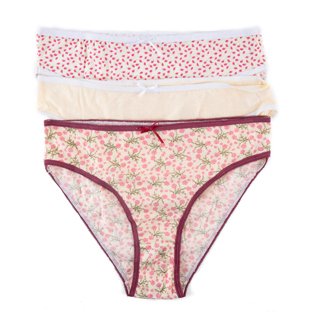 BELLEZA HIGH LEG 3 PACK PANTY PS-06 PINK&OFWHT / XL - MamasJan Lingerie