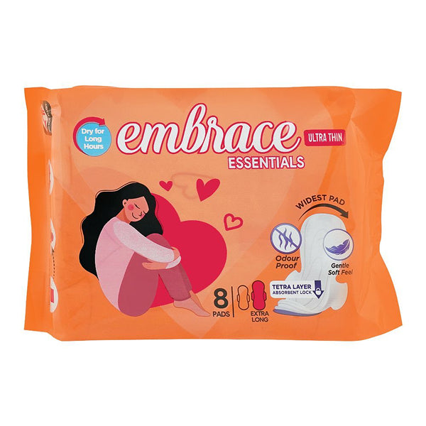 Embrace Essentials Ultra Thin Extra Long Sanitary Pads 8Pcs
