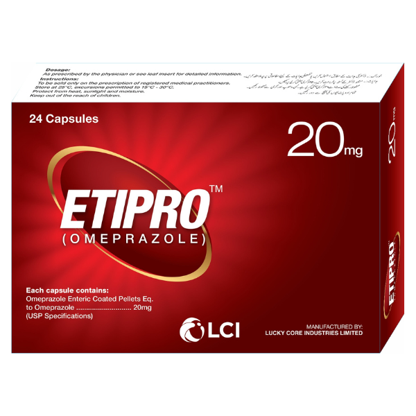 Etipro Capsules 20mg (1 Box = 3 Strips) (1 Strip = 8 Tablets)