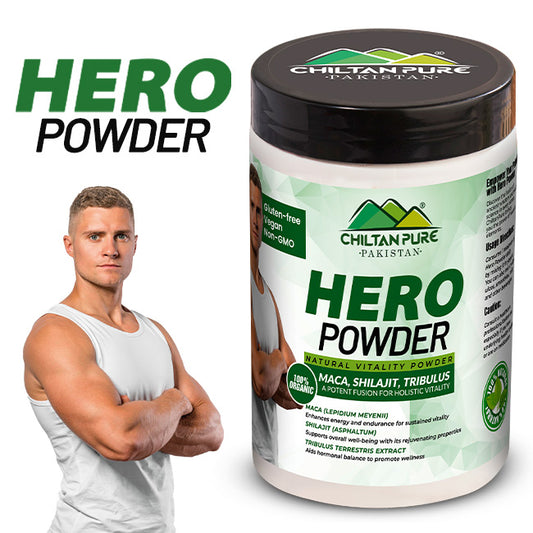 Hero Powder - Blend Of Maca, Shilajit & Tribulus Terrestris Natural Enhanced Stamina and Vitality To Promote Well - being Supports hormonal balance