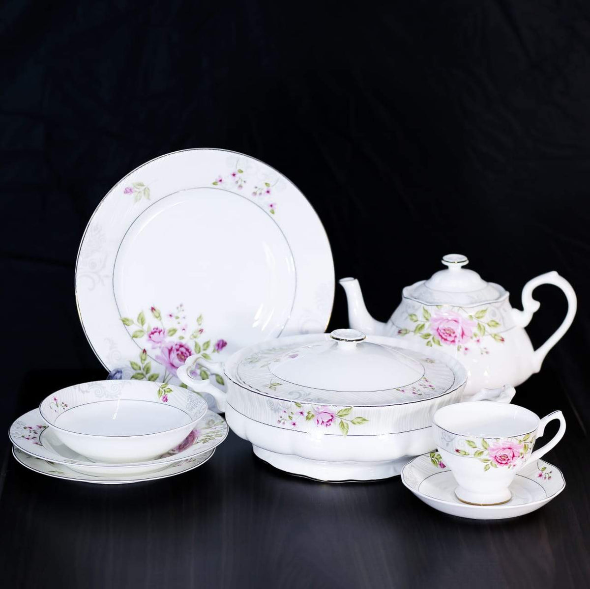 DINNER SET BONE CHINA 85PC AAYS04 Default Title - MamasJan Crockery