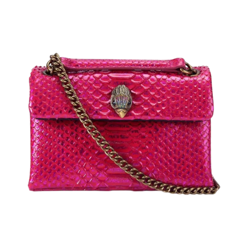 KURT GEIGER FUCHSIA SNAKE PRINT SHOULDER LEATHER KENSING TON Default Title - MamasJan Ladies Shoes & Bags