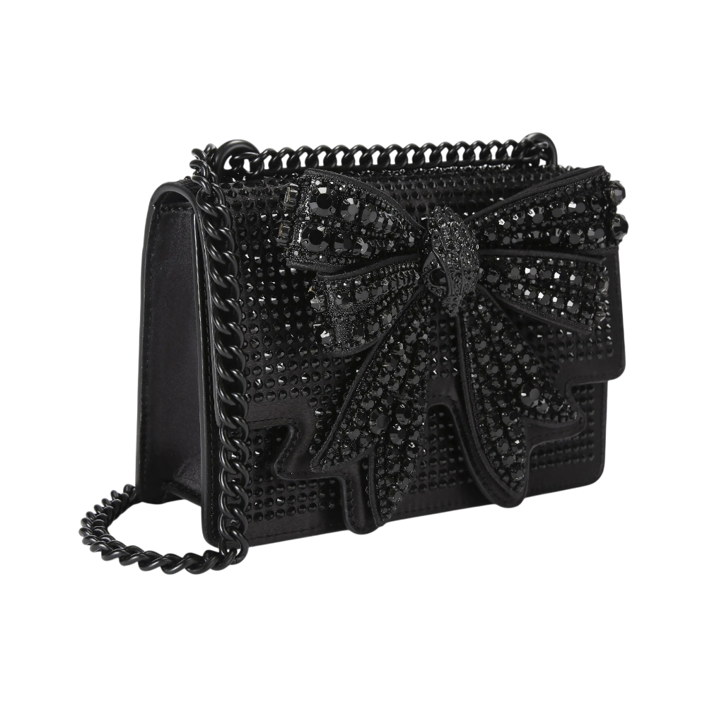 KURT GEIGER SMALL SHOREDITCH BLACK BOW SATIN BAG Default Title - MamasJan Ladies Shoes & Bags