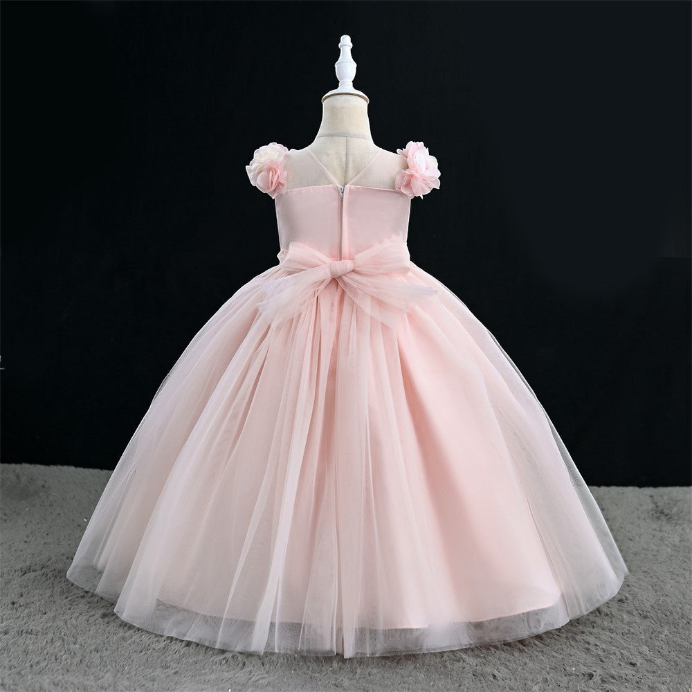 GIRLS S/L FANCY FROCK WITH PURSE IR-25 6-7YEAR JM1223 Default Title - MamasJan KidsWear