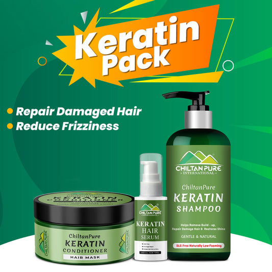 Keratin Hair Range kit - Reduce Frizziness, Repair Damaged Hair, Makes Hair Healthy & Shiny