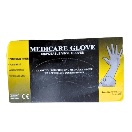 Medicare Vinyl Gloves (1 Box = 100Pcs)