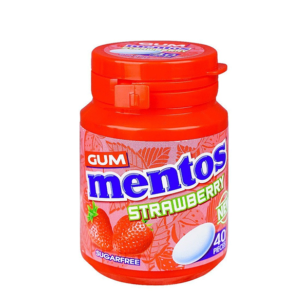 Mentos Gum Strawberry Sugar Free Bottle