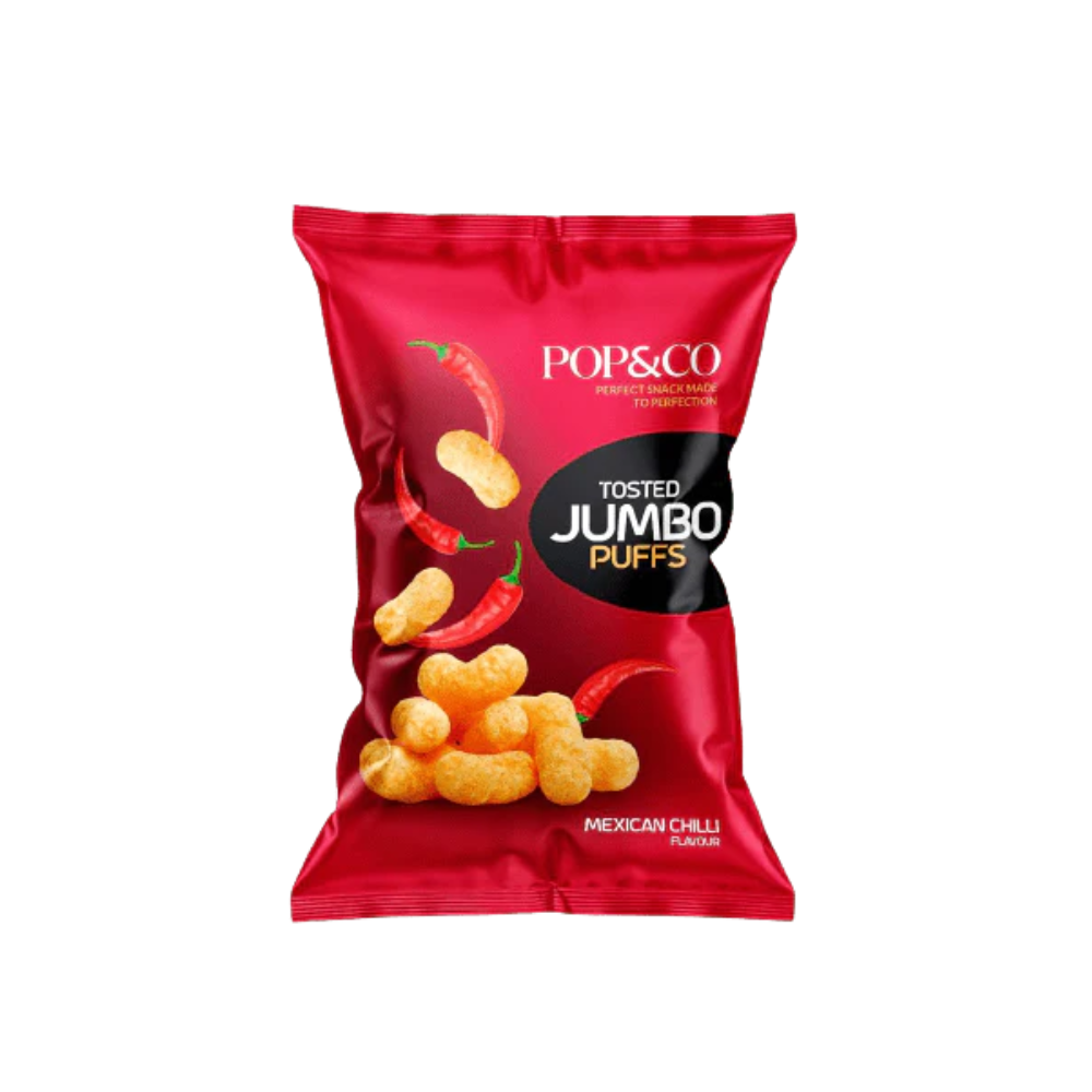 POP & CO TOASTED JUMBO PUFFS MEXICAN CHILLI 90 GM Default Title - MamasJan Grocery