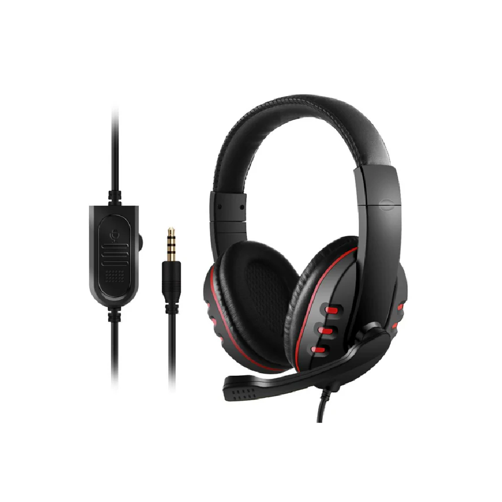 Game Flexibie Microphone Headset (GM003) Black and Red - MamasJan Mobile Accessories