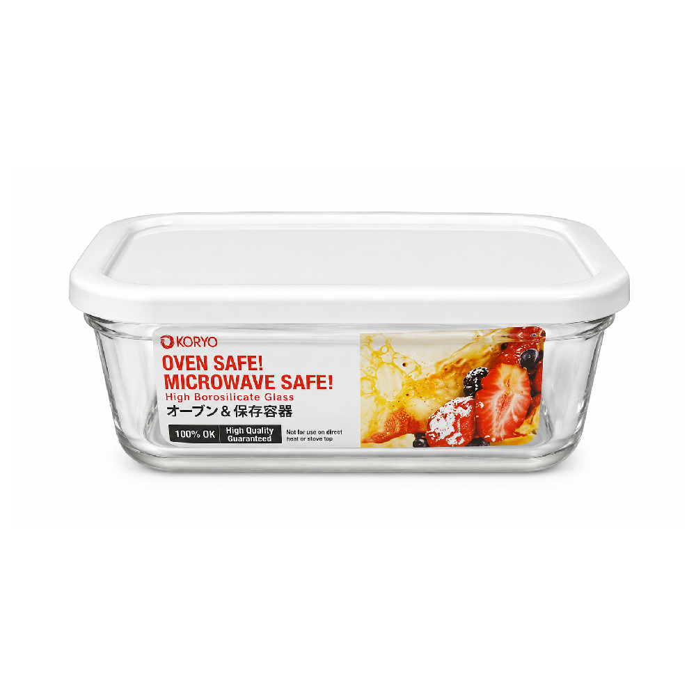 LOCK & LOCK GLASS EASY SEAL-RECTANGULAR-360ML-WHT Default Title - MamasJan Crockery