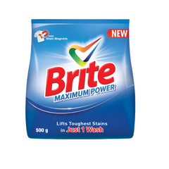 BRITE WASHING POWDER MAXIMUM POWER 500 GM Default Title - MamasJan Grocery Nonfood