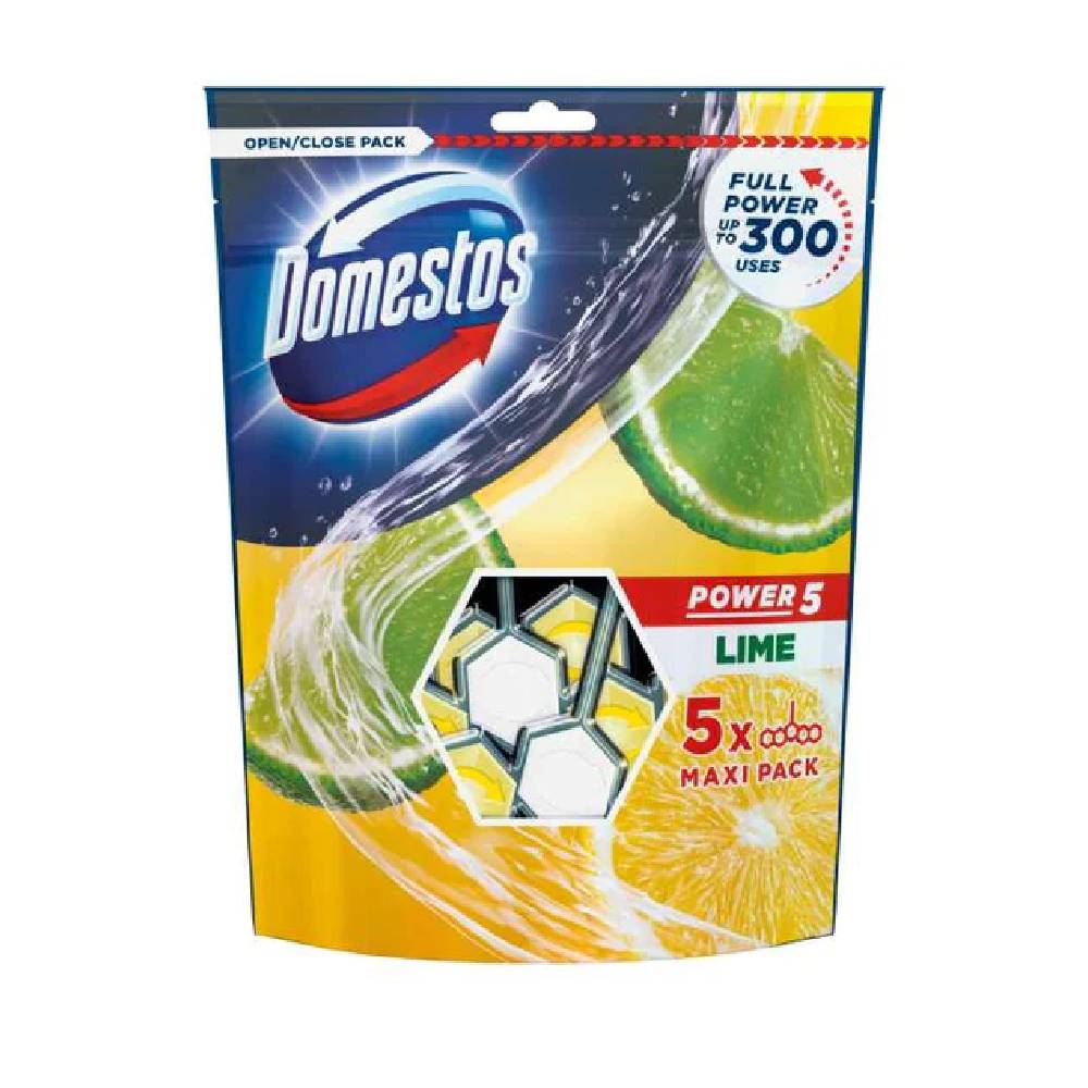 DOMESTOS AIR FRESHNER BLOCK POWER 5 LIME POUCH 5X55 GM Default Title - MamasJan Grocery Nonfood