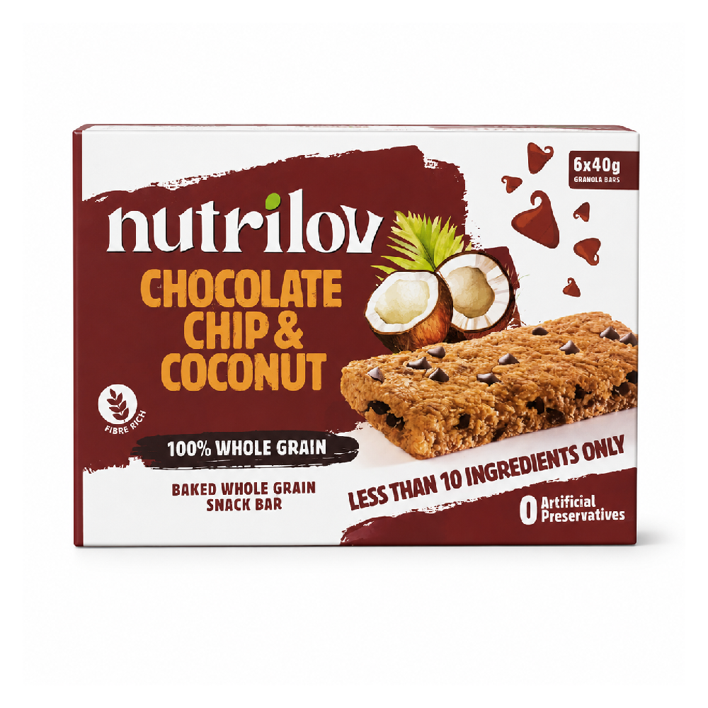 NUTRILOV CHOCOLATE CHIP & COCONUT GRANOLA 6-BAR 240G Default Title - MamasJan Grocery Food