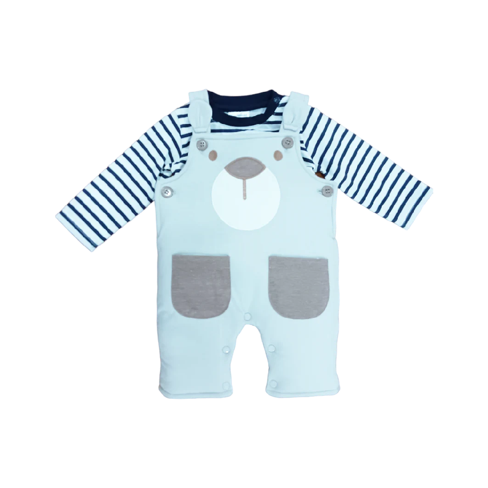 BOYS L/S 2PC QUILTED ROMPER MZW-24 0-3M 241-009 Default Title - MamasJan KidsWear