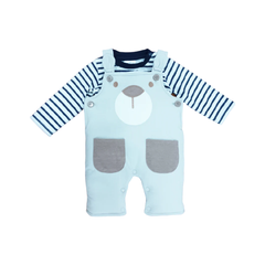 BOYS L/S 2PC QUILTED ROMPER MZW-24 0-3M 241-009 Default Title - MamasJan KidsWear