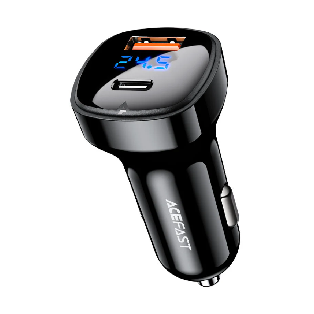 66W USB-C+USB-A Fast Car Charger with Digital Display Default Title - MamasJan Phone & Accessories