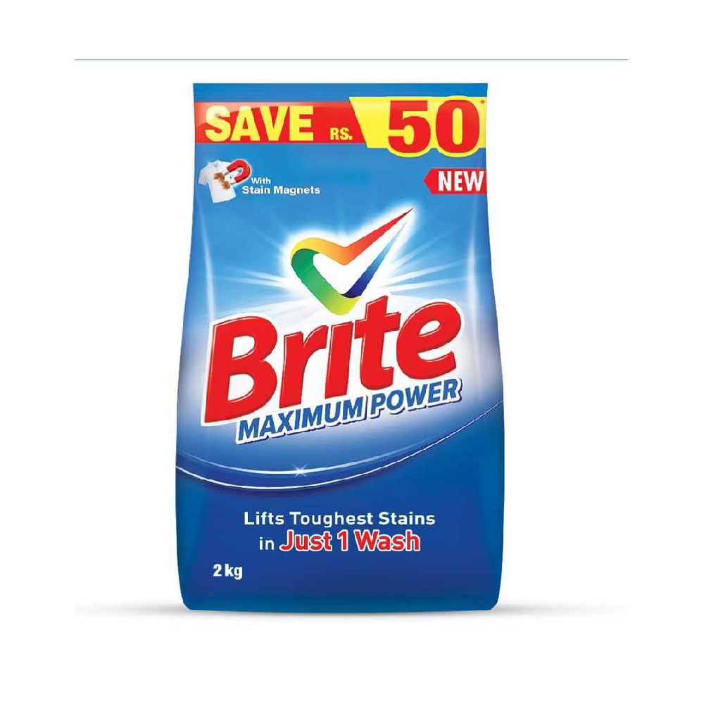 BRITE WASHING POWDER MAXIMUM POWER 2 KG Default Title - MamasJan Grocery Nonfood