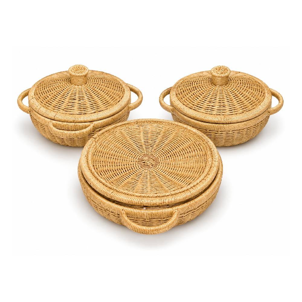 FRUIT BASKET SET 3PC CANE IR 981-19 Default Title - MamasJan Crockery