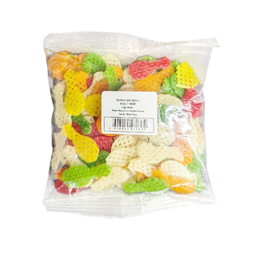 ITALIAN SNACKS COLORED RACKET CUT 100 GM Default Title - MamasJan GroceryFoods