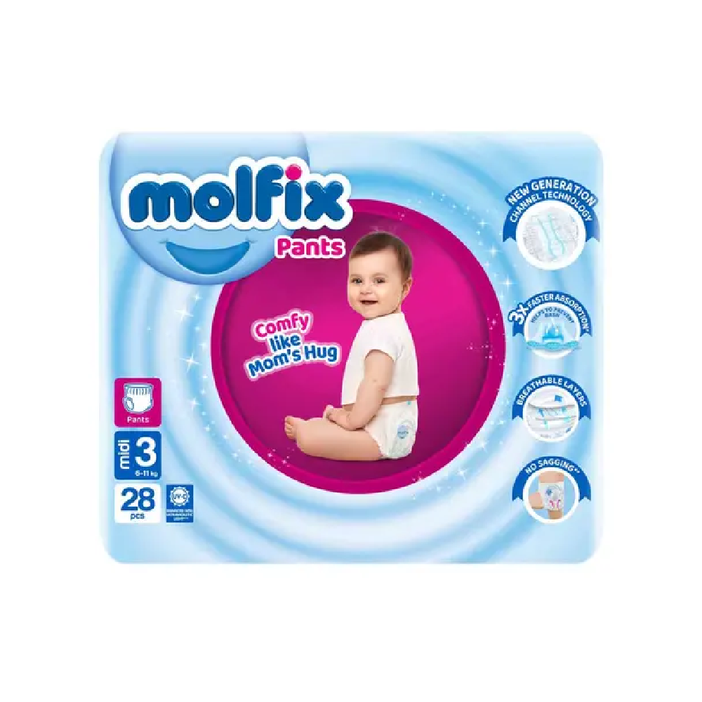 MOLFIX PANTS MIDI NO3 6-11 KG 28 PCS Default Title - MamasJan Grocery Nonfood