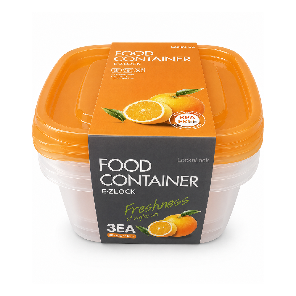 LOCK AND LOCK EZ LOCK RECT CONTAINER 3 PC HLE 170OS 610 ML Default Title - MamasJan Grocery Nonfood