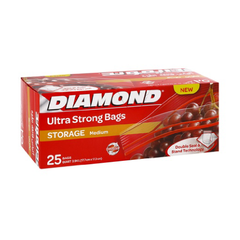 DIAMOND ZIPPER BAGS STORAGE MEDIUM 25CT PC Default Title - MamasJan Grocery Nonfood