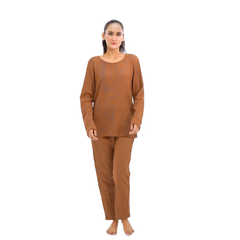 BELLEZA WINTER PAJAMA SUIT- PJW003 Brown / XXL - MamasJan Lingerie