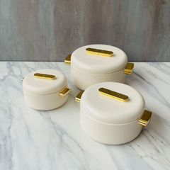 HOT POT SET 3PC FOREVER GOLD EB9135T MARBLE WHITE Default Title - MamasJan Crockery