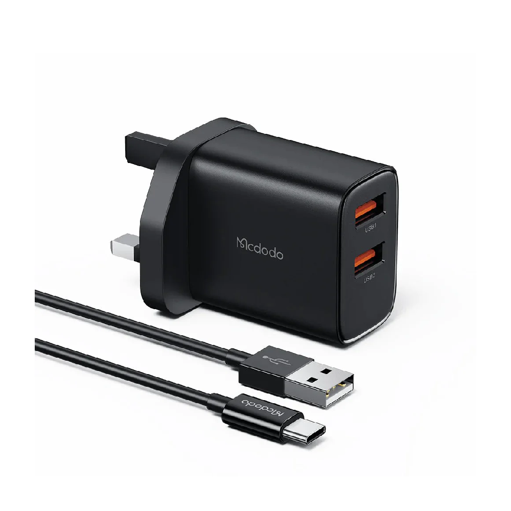 12W Dual USB Charger with USB C Cable Default Title - MamasJan Phone & Accessories