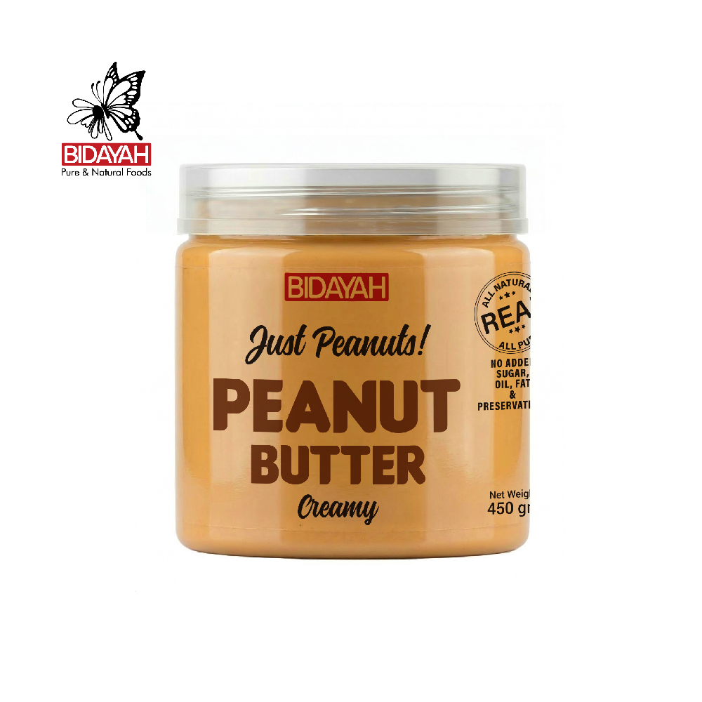 BIDAYAH PURE & NATURAL CREAMY PEANUT BUTTER ZERO ADDITIVES 450 GM Default Title - MamasJan GroceryFoods
