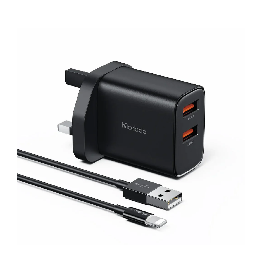 12W Dual USB Charger with Lightning Cable Default Title - MamasJan Phone & Accessories