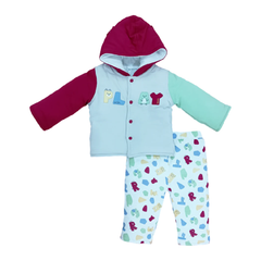 BOYS L/S 2PC QUILTED PAJAMA SUIT HOODED MZW-24 0-3M 241-006 Default Title - MamasJan KidsWear